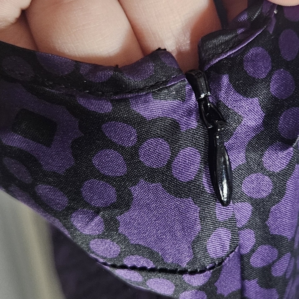 0005 Banana Republic Sleeveless Dress  Purple Black Party Office Workwear Size 4 - Picture 7 of 14